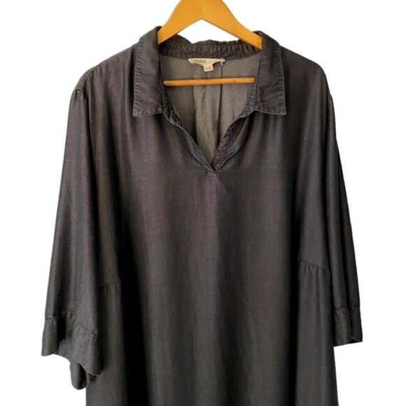 Pure by Ulla Popken Grey Lyocell Collared Shirt Dress 28/30 - Picture 4 of 5